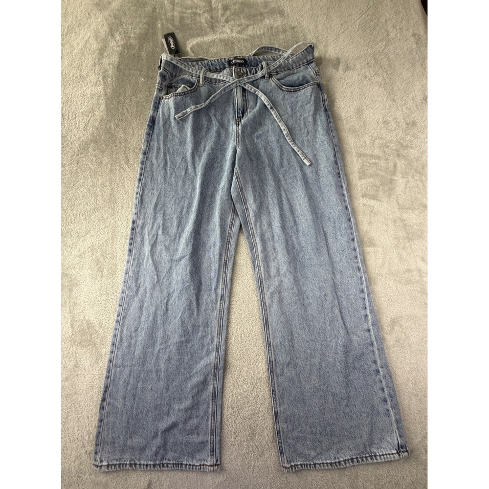 Buffalo Jeans Wide Leg Denim Pants Women Size 12 Light Wash Blue NWT